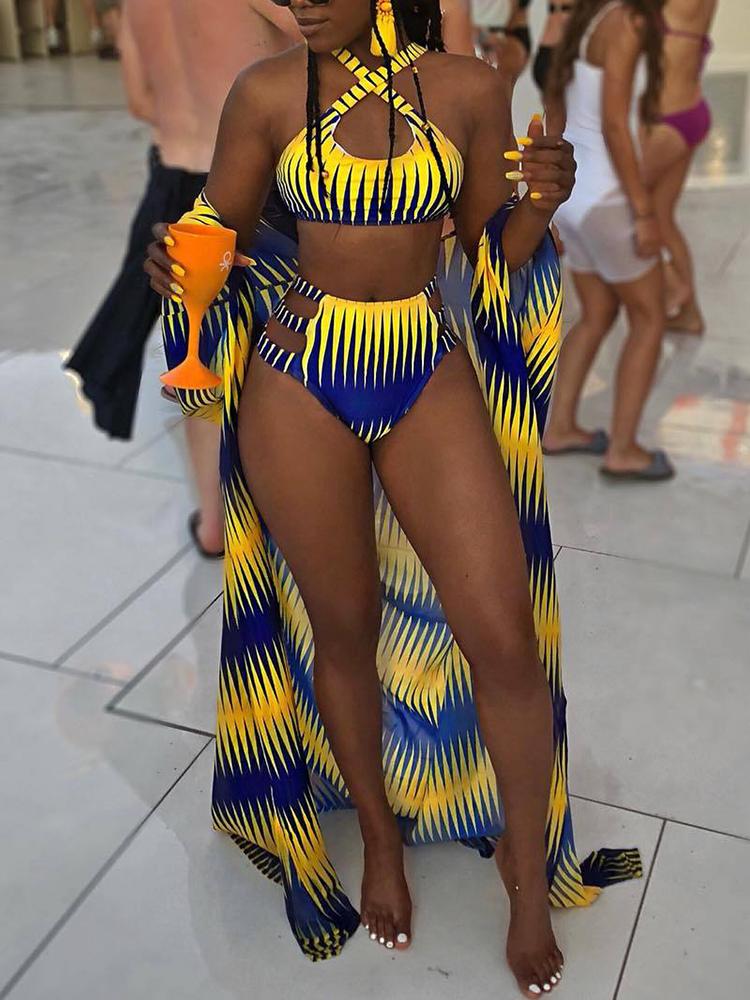 

Digital Print Crisscross Bikini With Cover Up