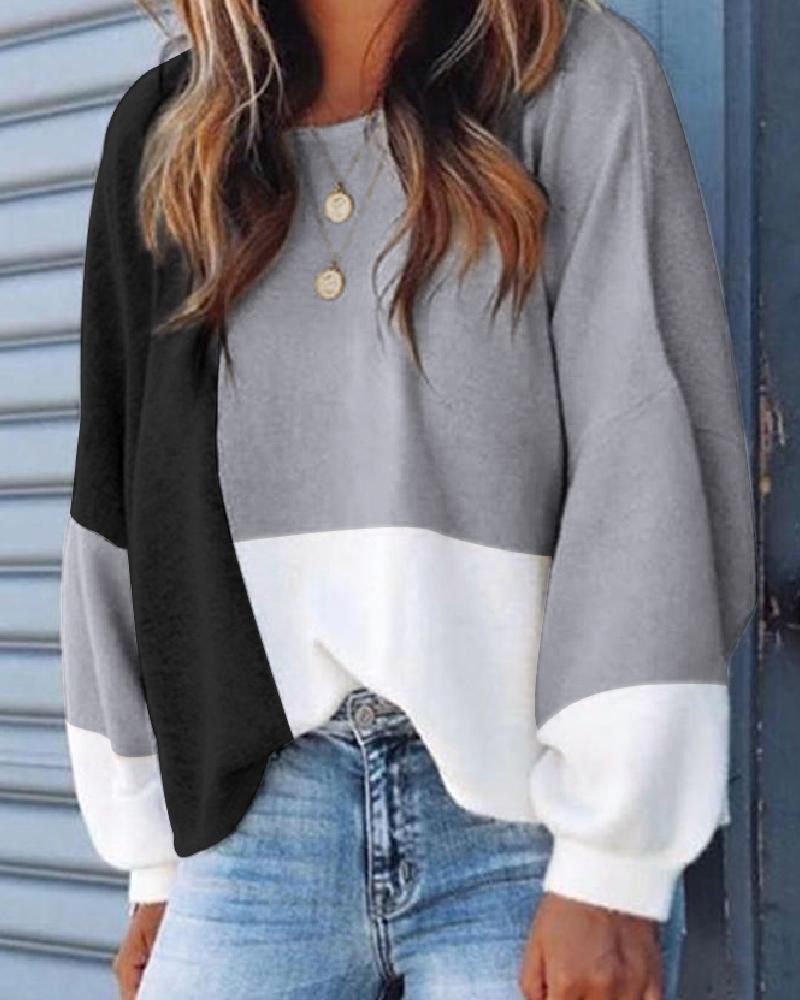 

Colorblock Buttoned Design Casual Sweatshirt, Gray