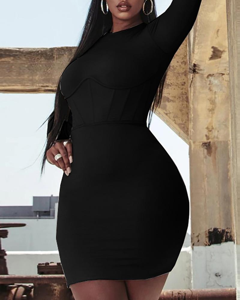 

Solid Tight Waist Bodycon Dress, Black