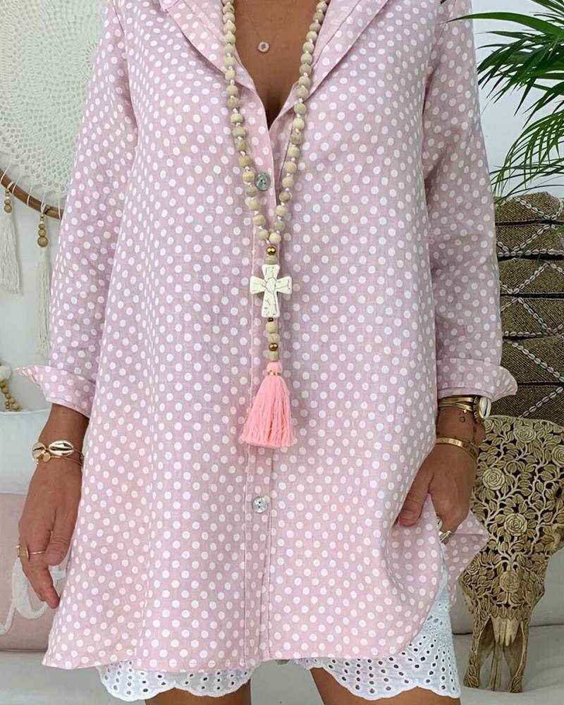 

Oversized Polka Dot Blouse, Pink