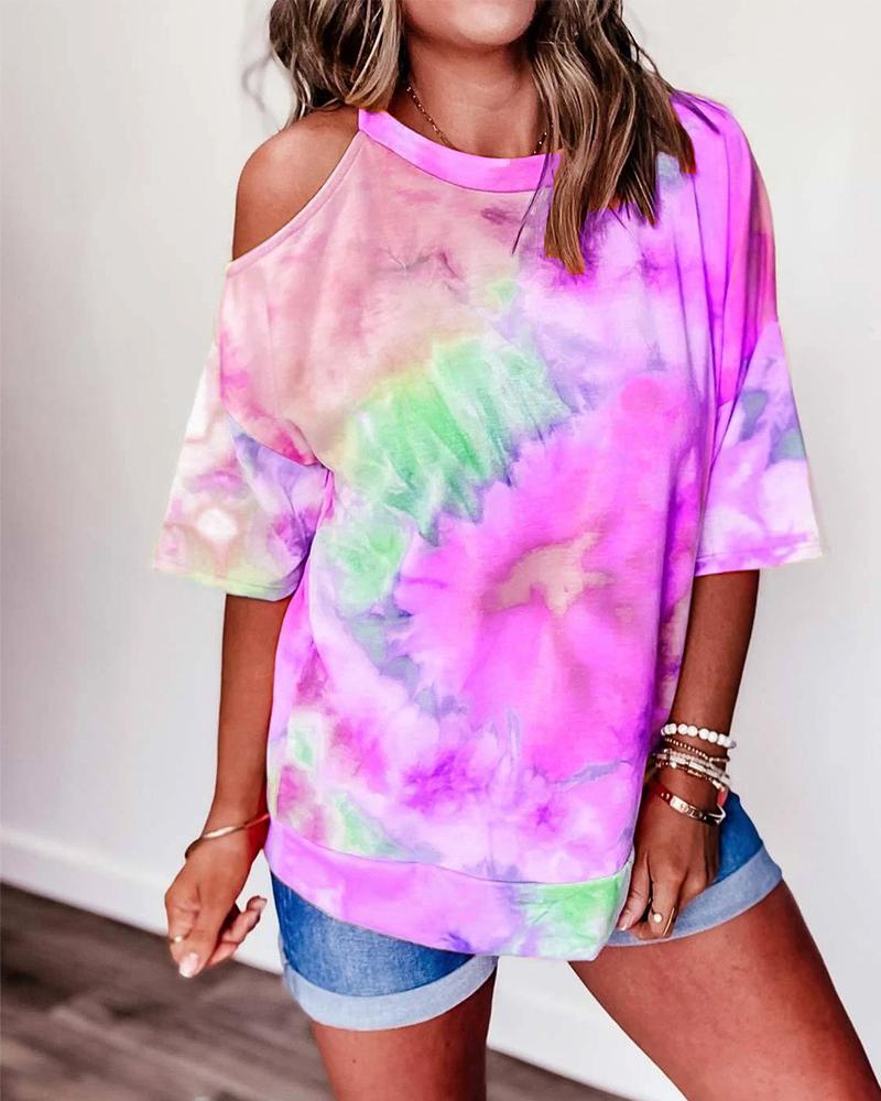 

Tie Dye One Shoulder T-shirt, Purple