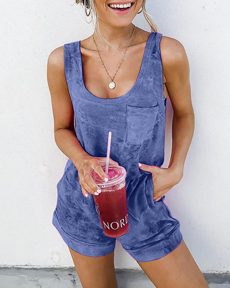 

Pocket Detail Casual Romper, Dark blue