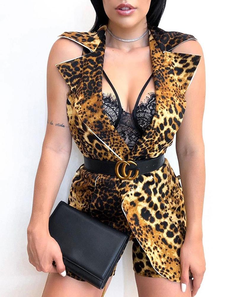 

Leopard Print Plunge Coat & Short Sets