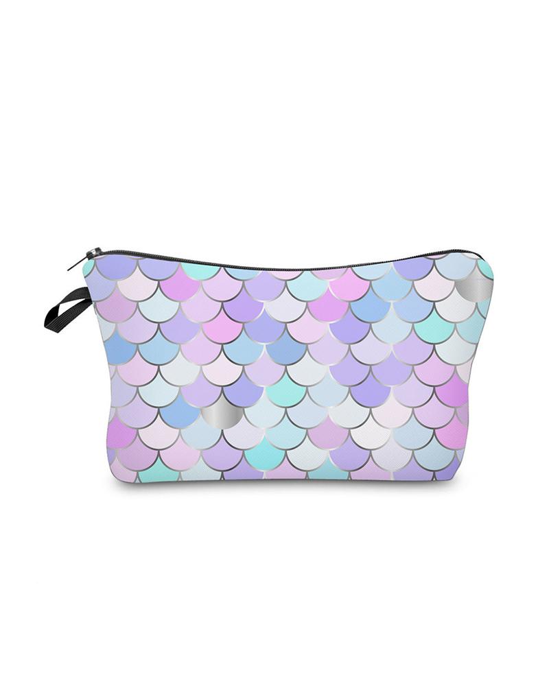 

Scale Print Colorblock Makeup Bag, Style4