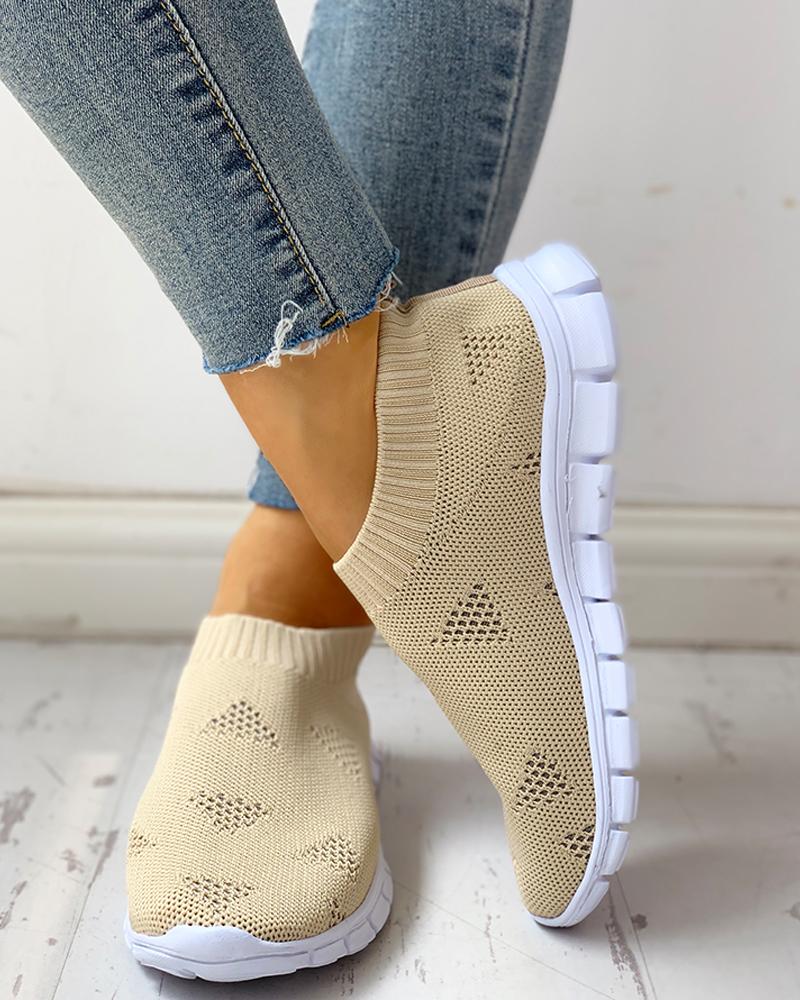 

Net Surface Breathable Knitting Casual Shoes, Khaki