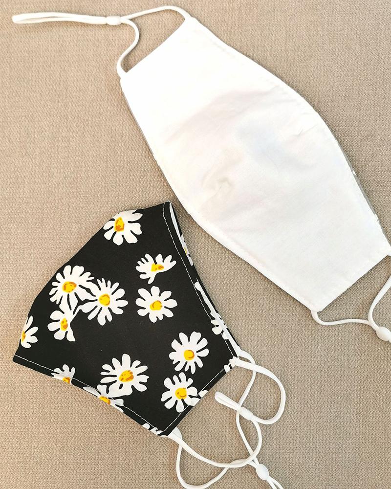 

Cotton Floral Print PM2.5 Breathable Face Mask, Black