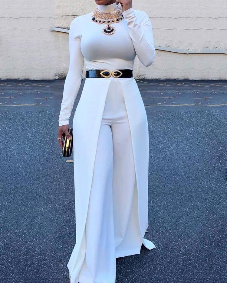 

Women High Neck Wide Leg Jumpsuit