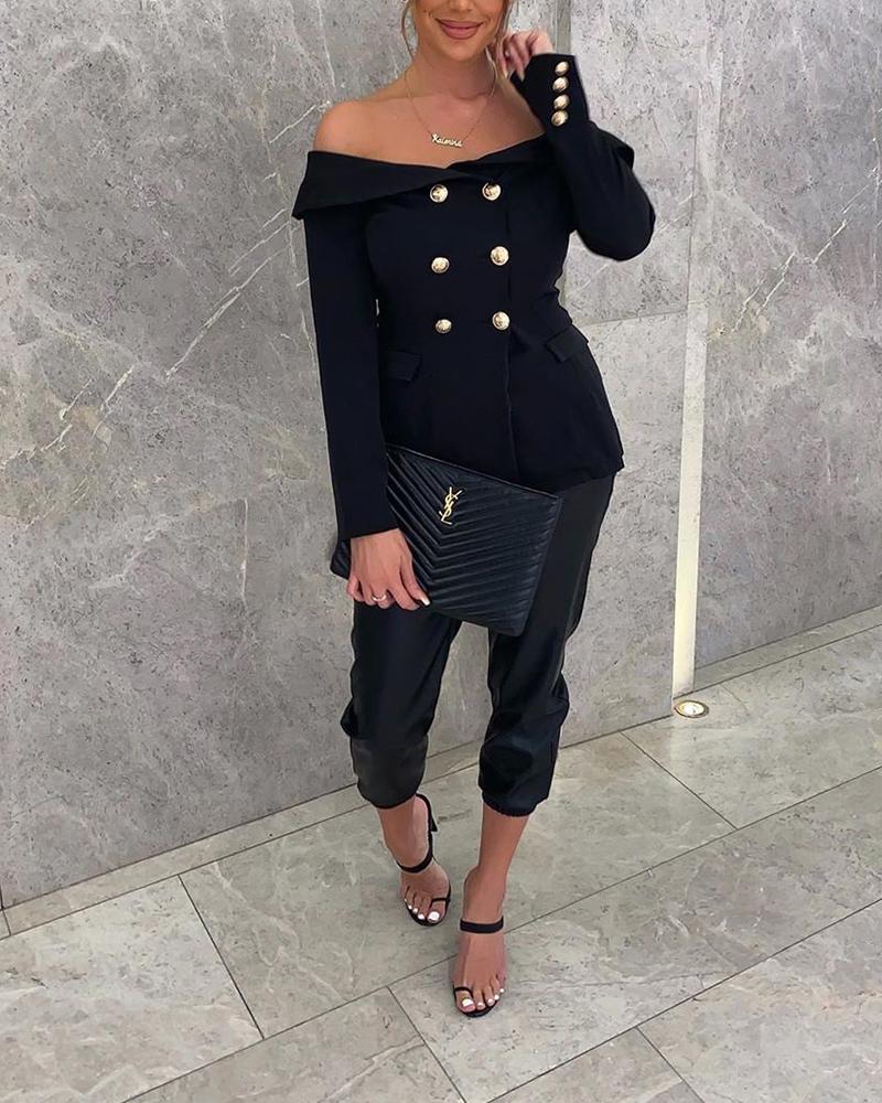 

Off Shoulder Button Detail Top