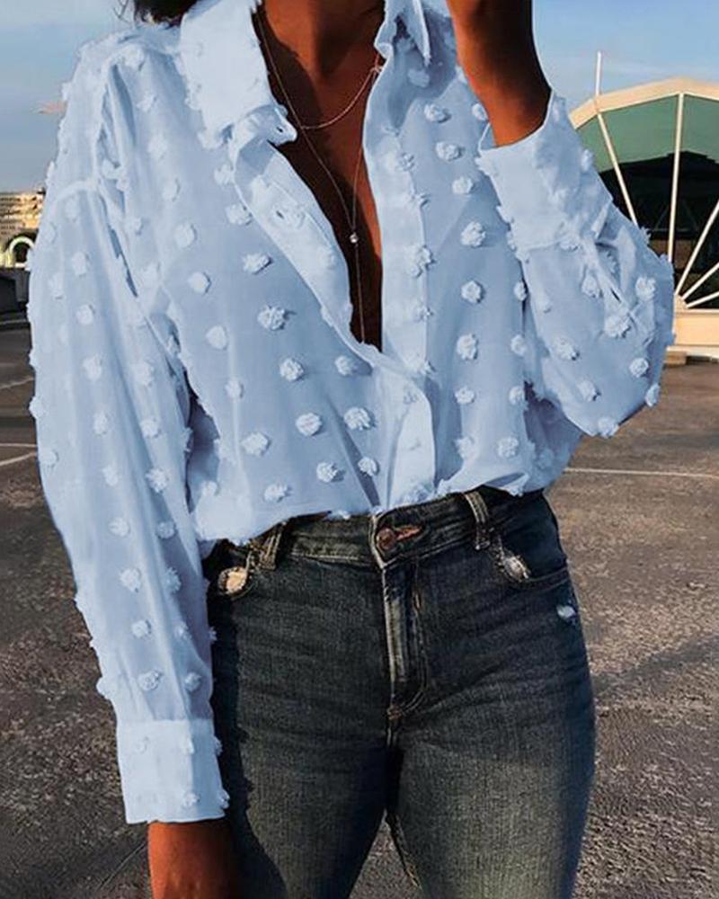 

Swiss Dot Casual Shirt, Blue