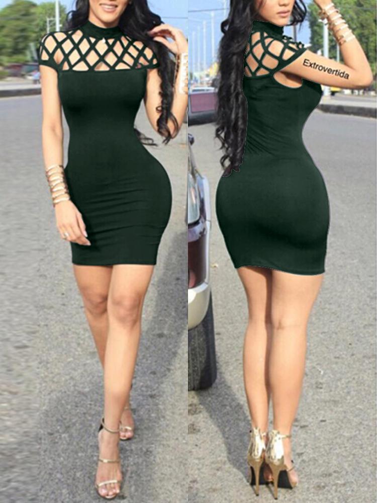 

Sexy Cage Bodycon Mini Party Dress, Dark green;wine red