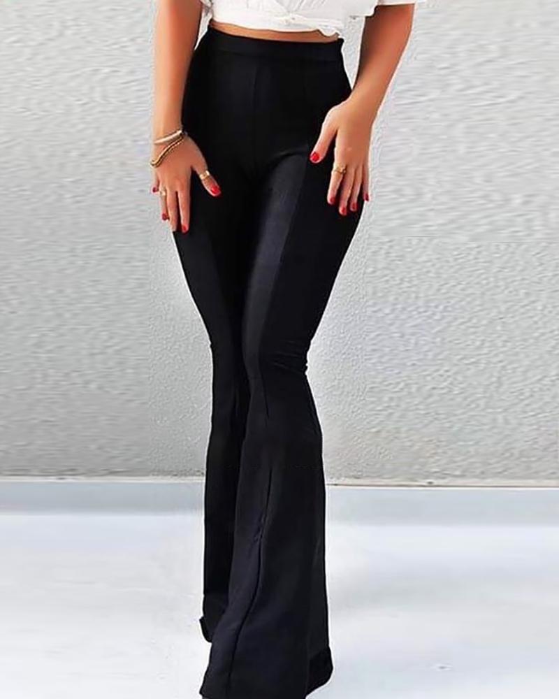 

Solid Color Casual Pants, Black