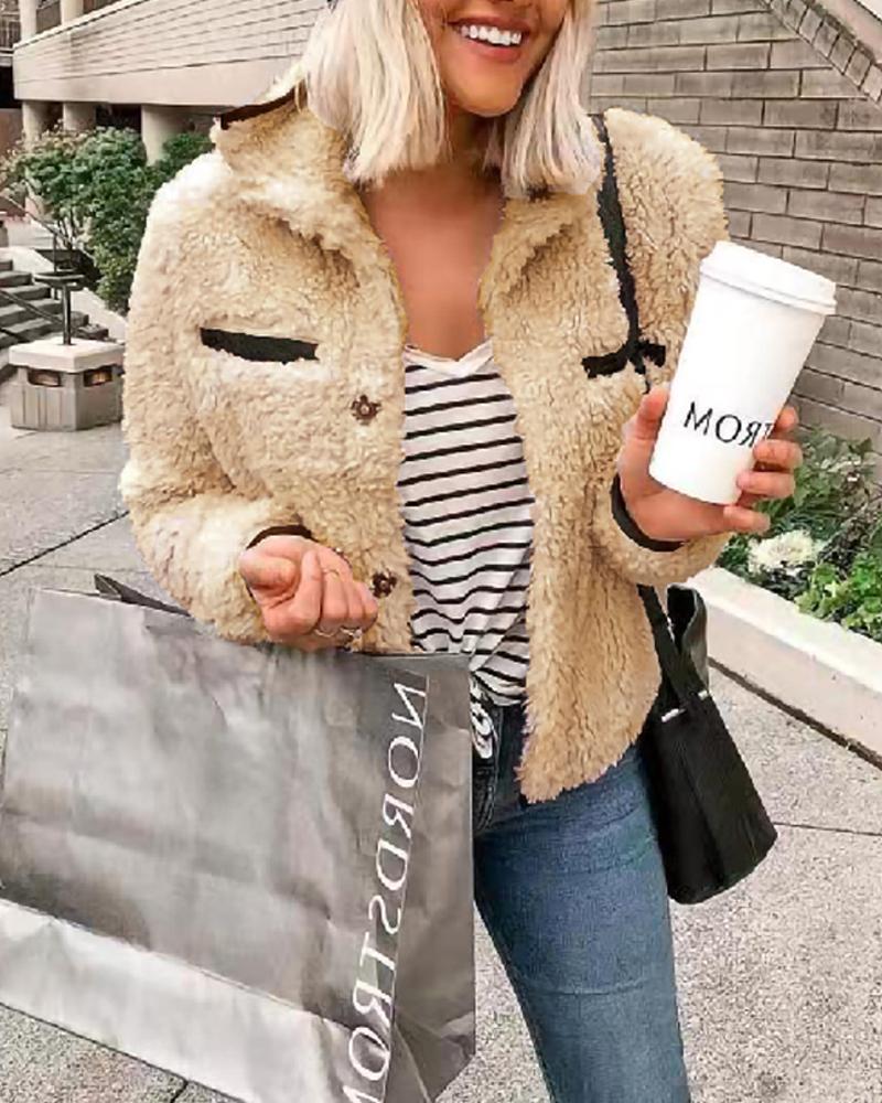 

Faux Fur Dual Pocket Coat, Khaki