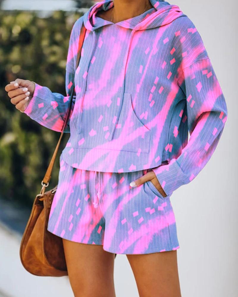 

Tie Dye Long Sleeve Hoodies Sweatshirts Suit Sets, Purple