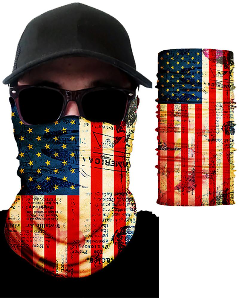 

American Flag Print Breathable Face Bandana Magic Scarf Headwrap Balaclava, Yellow