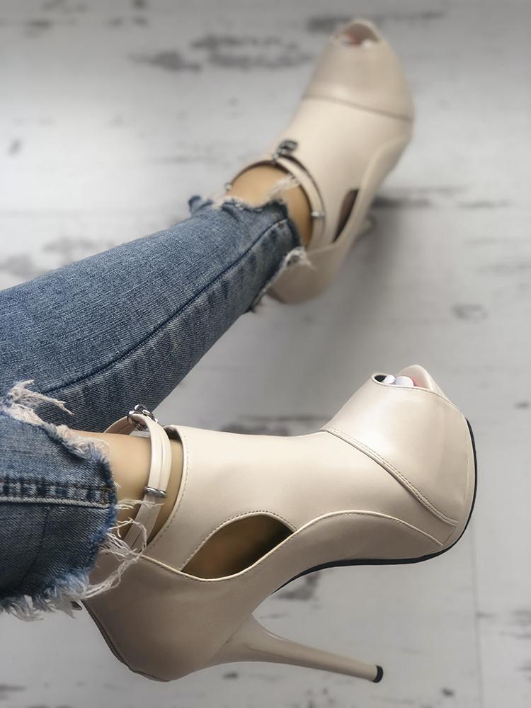 

Solid Cut Out Platform Thin Heeled Sandals