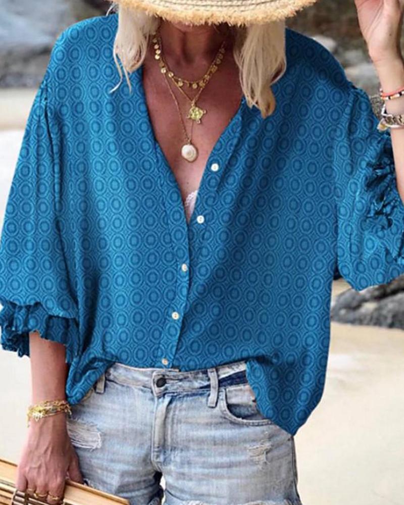 

Little Circle Solid Statement Top, Blue