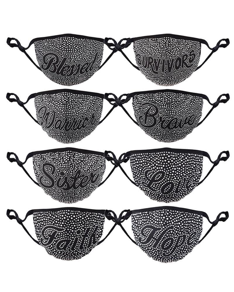 

Letter Pattern Studded Breathable Face Mask, Style1