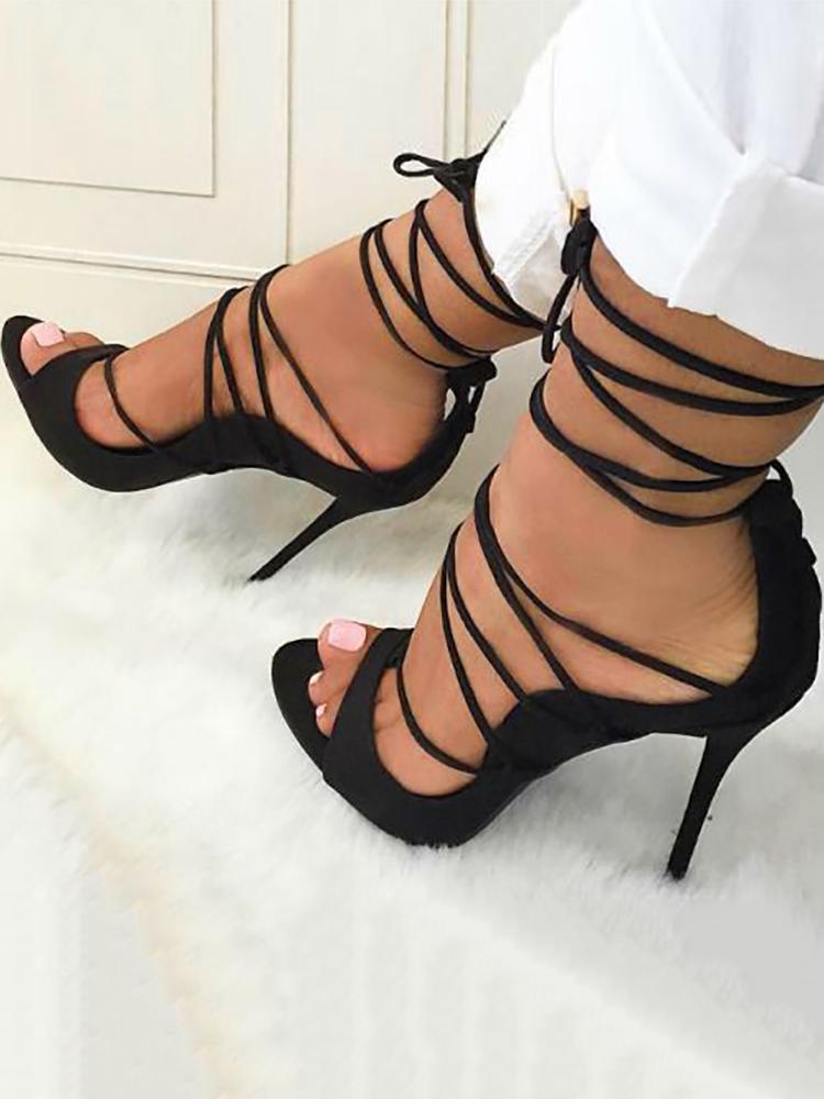 

Lace-up Thin Heeled Sandals