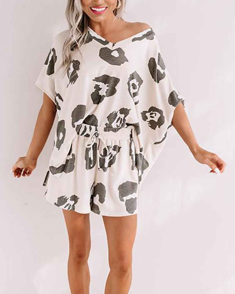 

Leopard Print Two-Piece Set, White