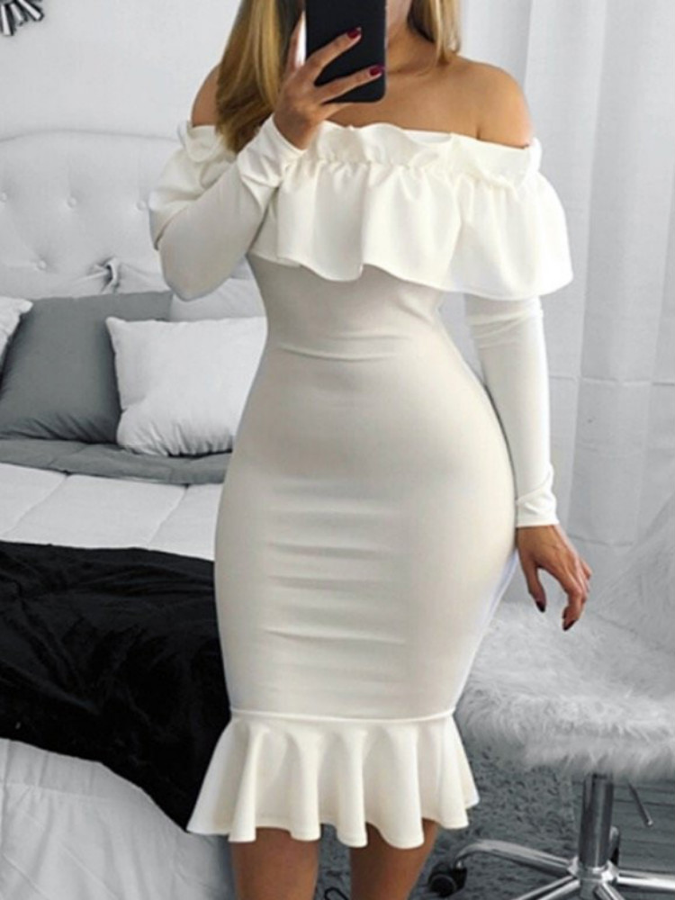 

Fashion Mermaid Frilled Layered Bodycon Dress