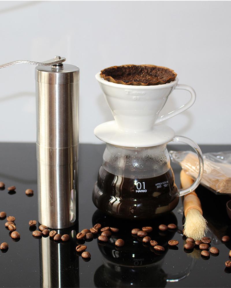 

Silver Coffee Grinder Mini Stainless Steel Hand Manual Handmade Coffee Bean Burr Grinders