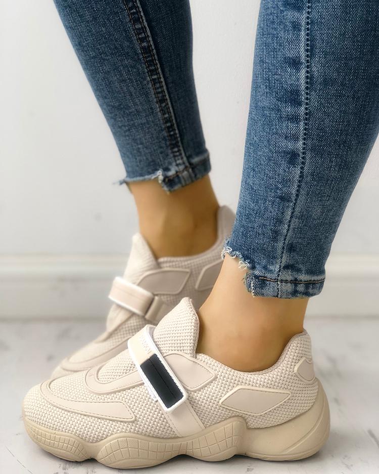 

Net Surface Velcro Non-Slip Sneakers, Apricot