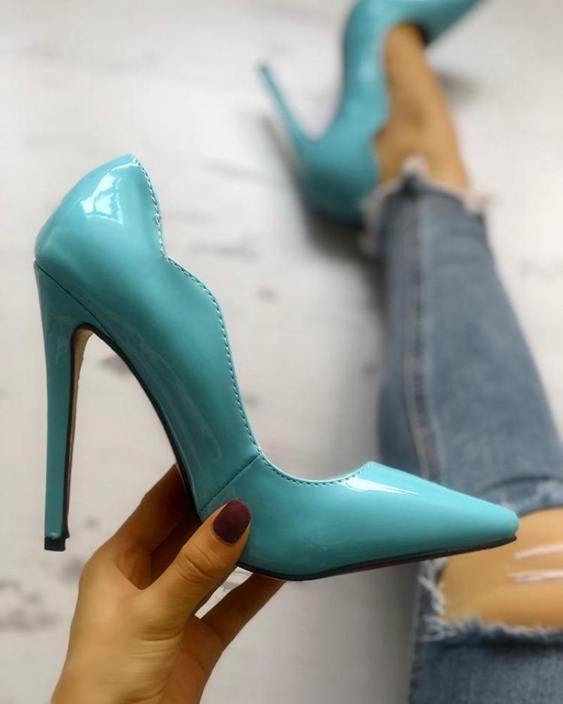 

Sexy Solid Stiletto Pumps, Blue