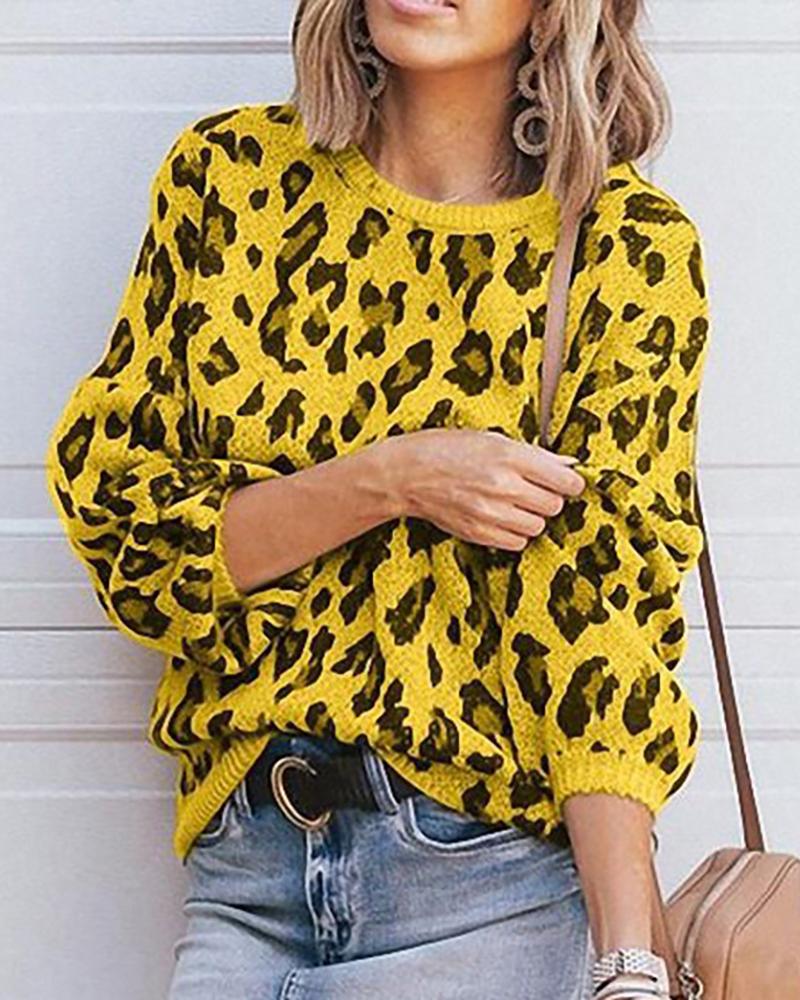 

Camouflage Long Sleeve Casual Sweater, Yellow