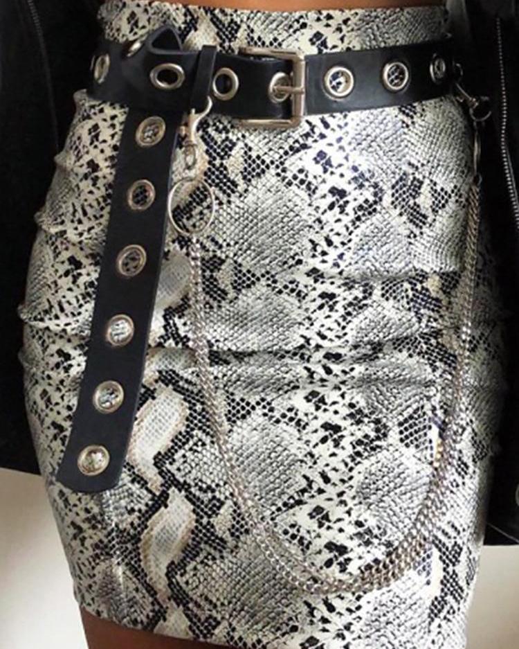 

Snake Print High Waist Slinky Skirt