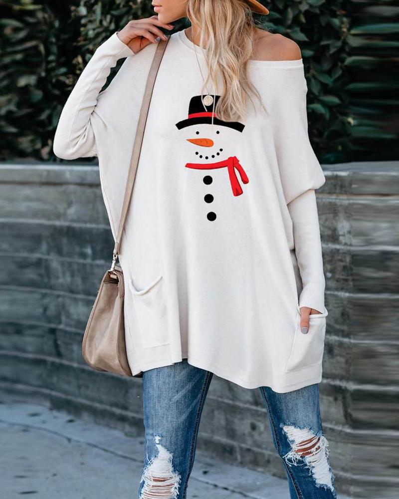 

Christmas Gnomes Svg / Snowman / Car Print Knit Casual Top, Style2