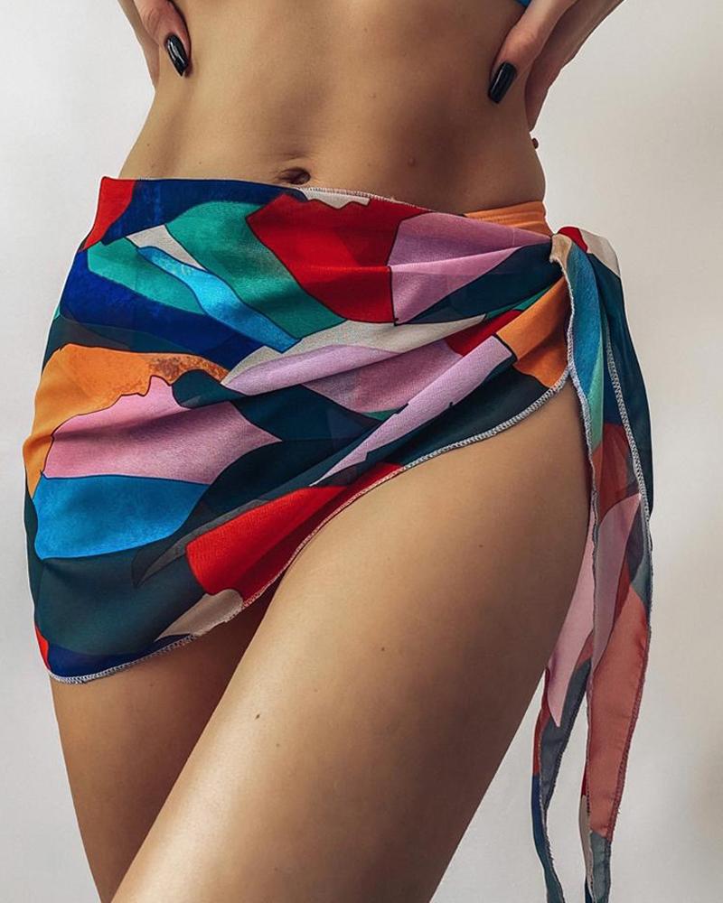 

Colorblock / Ruffles / Drawstring Cover Up, Multicolor