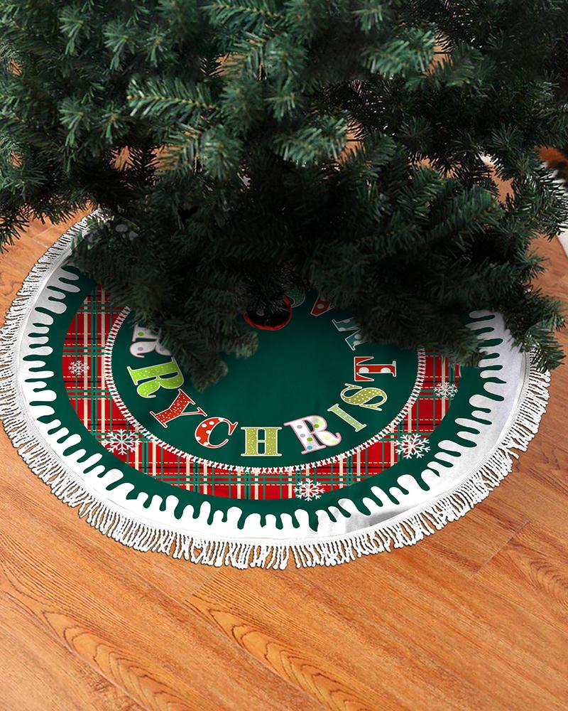 

Christmas Print Fringe Hem Carpet, Style4