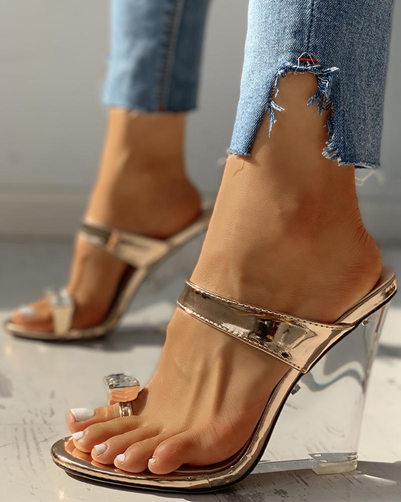 

Pu Diamond Embellished Wedges Shoes, Apricot
