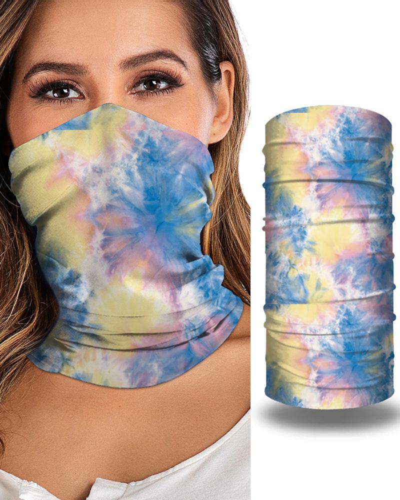 

Tie Dye Print Breathable Face Bandana Magic Scarf Headwrap Balaclava, Light blue