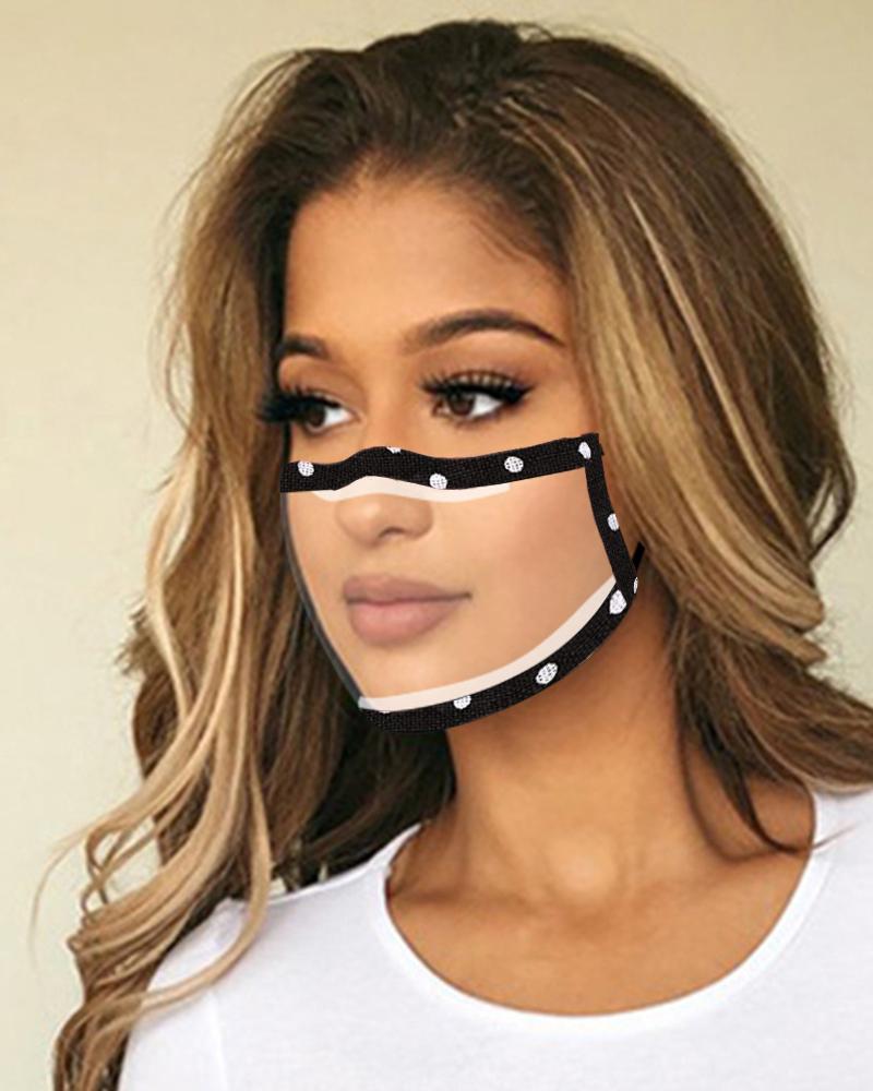 

Graphic Print Mouth Clear Window Visible Face Mask, Style3