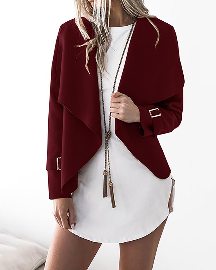 

Stylish Solid Casual Cardigan Coat - Wine Red