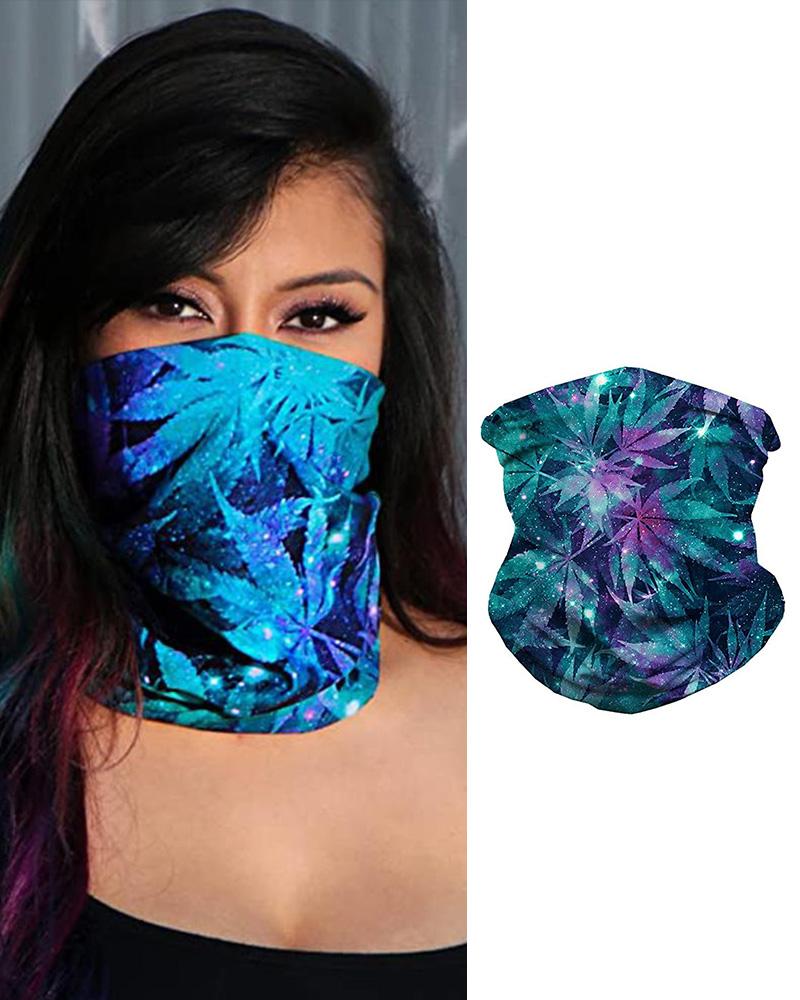 

Galaxy & Leaf Print Breathable Face Bandana Magic Scarf Headwrap Balaclava, Multicolor