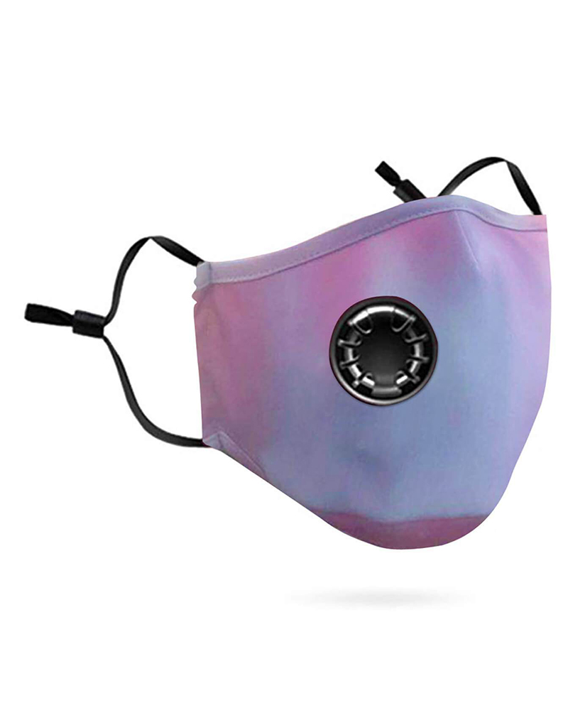 

Tie Dye Breathing Washable Valve Face Mask (1 fillters as gift) Without Cord Lock Toggles, Purple