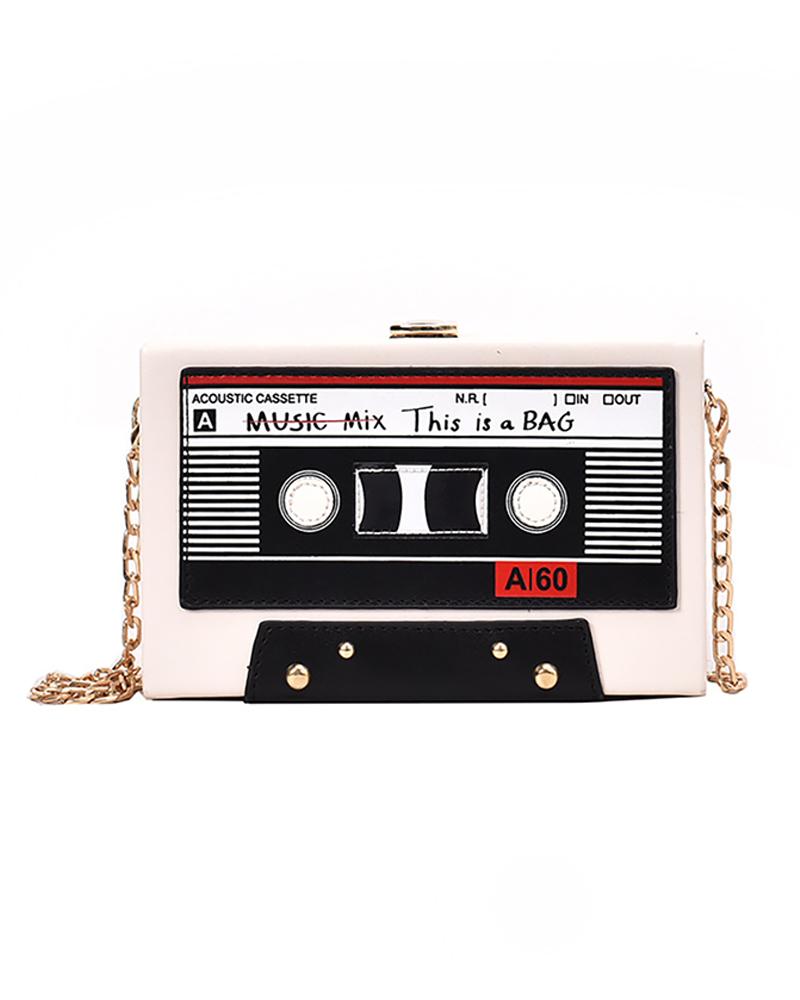 

Tape Shaped Chain Crossbody Bag, White