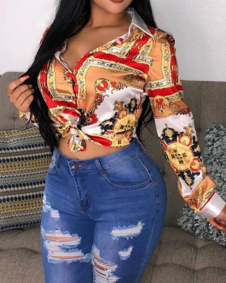 

Digital Print Button Through Casual Shirt, Yellow