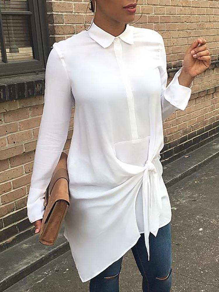 

Stylish Bowtie Tied Asymmetrical Women's Blouse