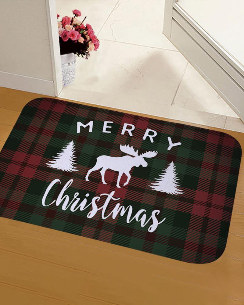 

Christmas Plaid Letter Print Floor Mat, Style1