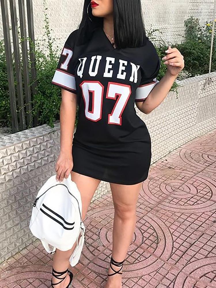 

Casual Letter Print T-Shirt Dress