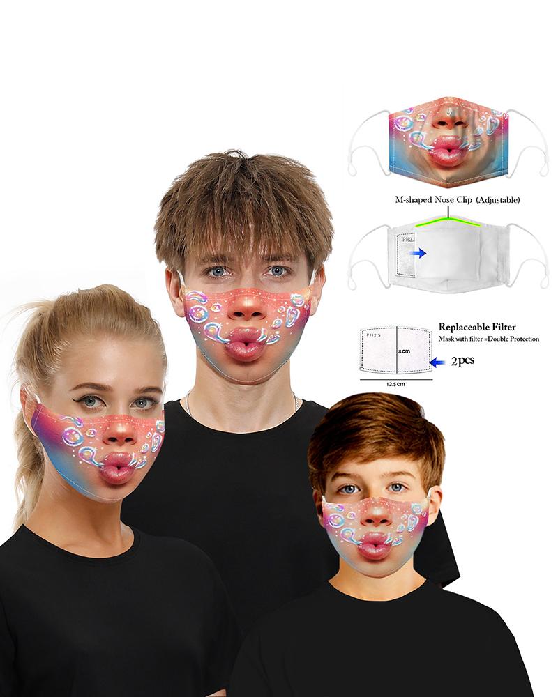 

Face Print Mouth M .a. s. k Breathable Washable And Reusable With 2PCS Replaceable Filter, Style3