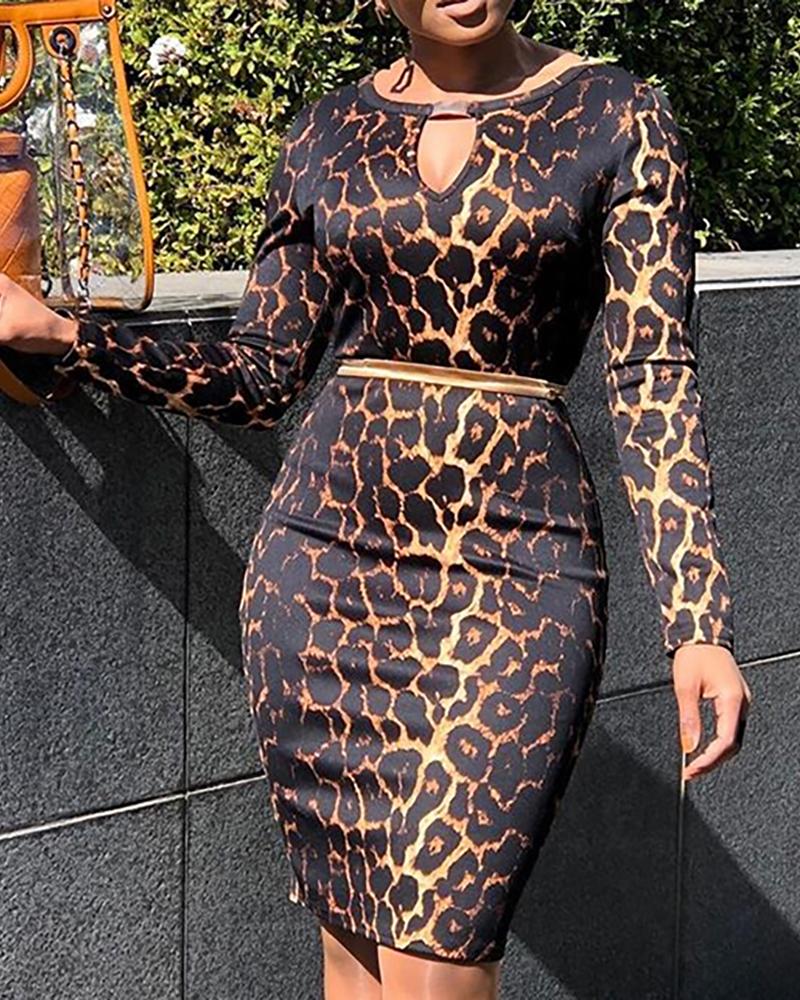 

Leopard Print Cut Out Detail Bodycon Dress
