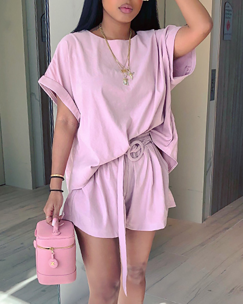 

Solid Short Sleeve Top & Short Sets