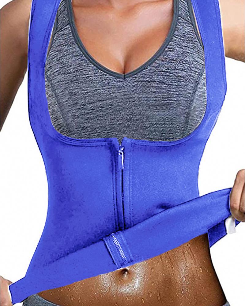 

Zipper Waist Trainer Vest Workout Slimming Corset Shaperwear, Blue