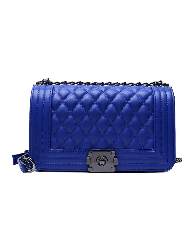 

Lock Quilted Chain Crossbody Bag, Dark blue