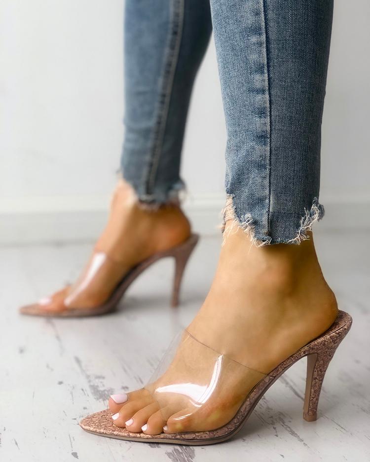 

Transparent Open Toe Thin Heeled Sandals, White