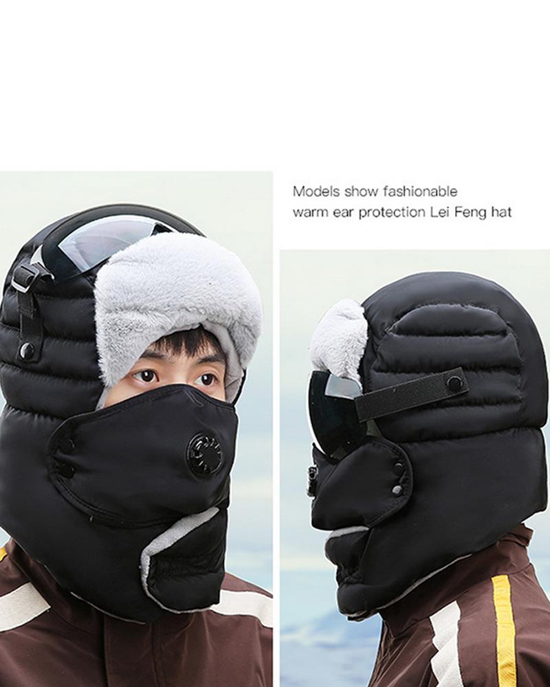 

Windproof Winter Bandana With Eyes Shield & Vavle Face Mask, Black